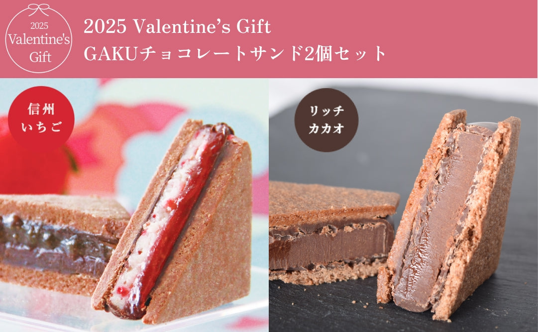 【2025 Valentine's Day】GAKUチョコレートサンド2個セット（リッチ・信州いちご各1個）