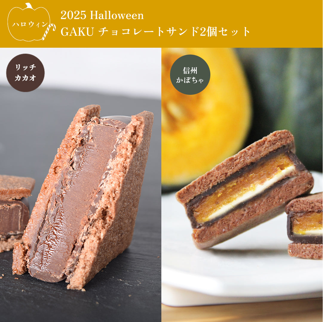 【ハロウィンセット】GAKUチョコレートサンド2個セット(リッチカカオ・信州かぼちゃ 各1個)