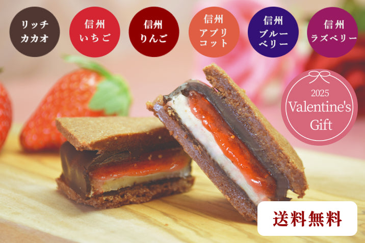 【2025 Valentine's Day】GAKUチョコレートサンド6個セット（リッチカカオ・信州いちご・信州ブルーベリー・信州アプリコット・信州りんご・信州ラズベリー各1個入 / 合計6個）